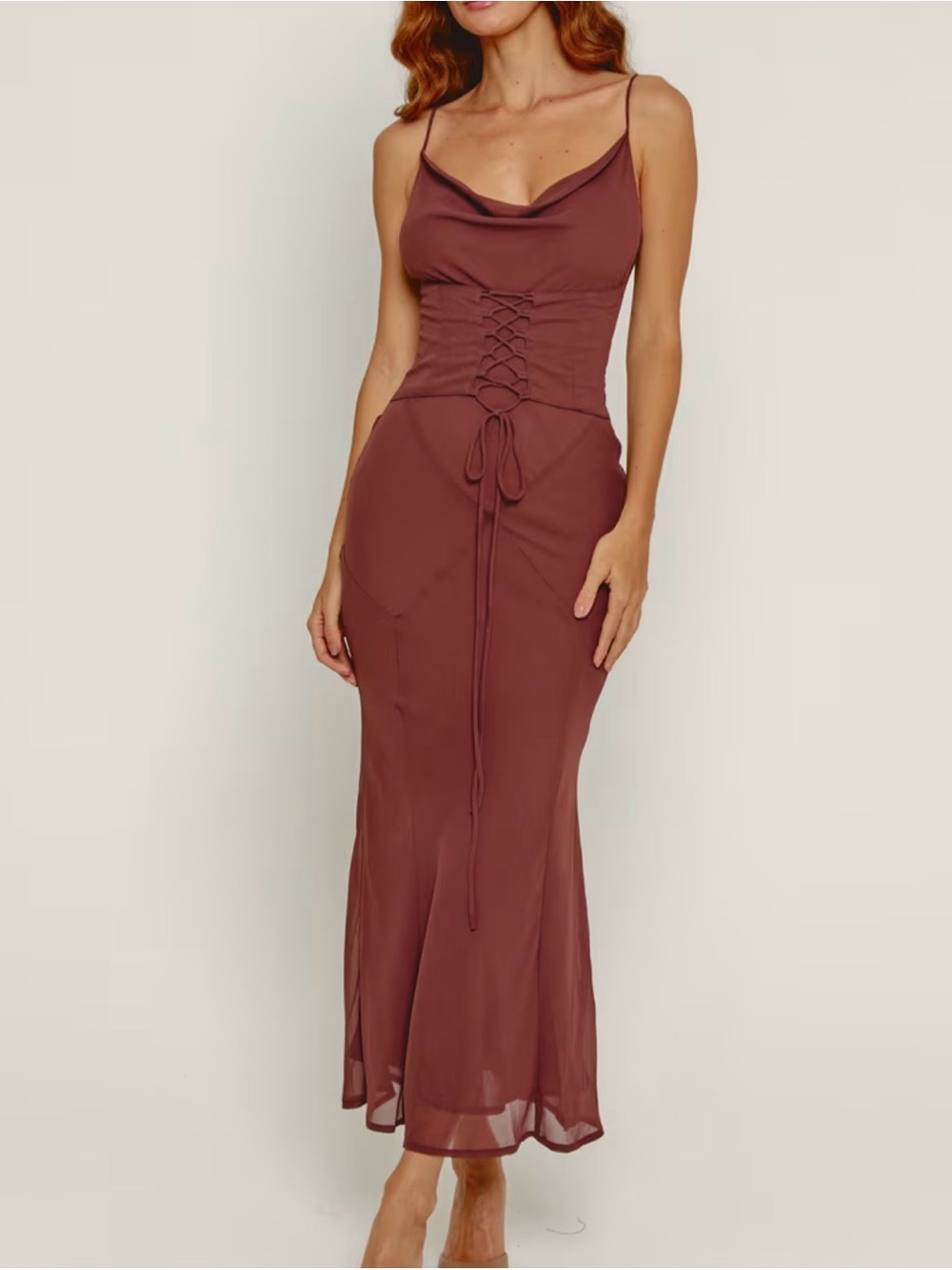 Rare London Corset Maxi Dress Chocolate Brown Size 4
